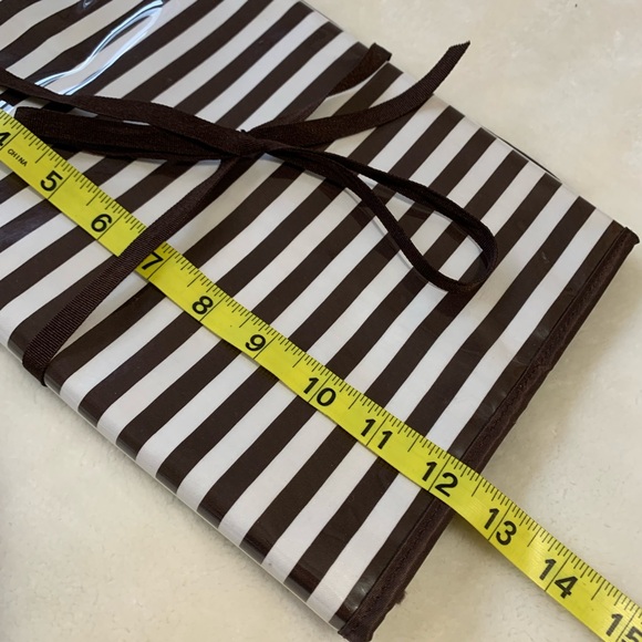 HENRI BENDEL brown white striped hanging 4 pockets travel toiletries bag VVGUC+ - Picture 11 of 11